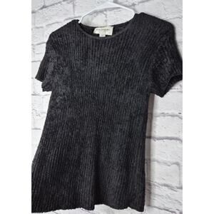 VTG 90s Emanuel Ungaro Black Ribbed Chenille Top M Made in USA Designer Knit